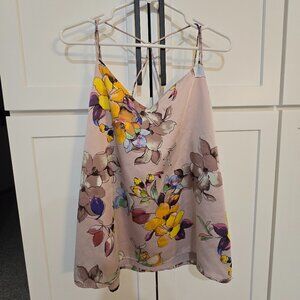 Pink Floral LTD Feminine Daisy Boho Camisole Spaghetti Strap Top XL